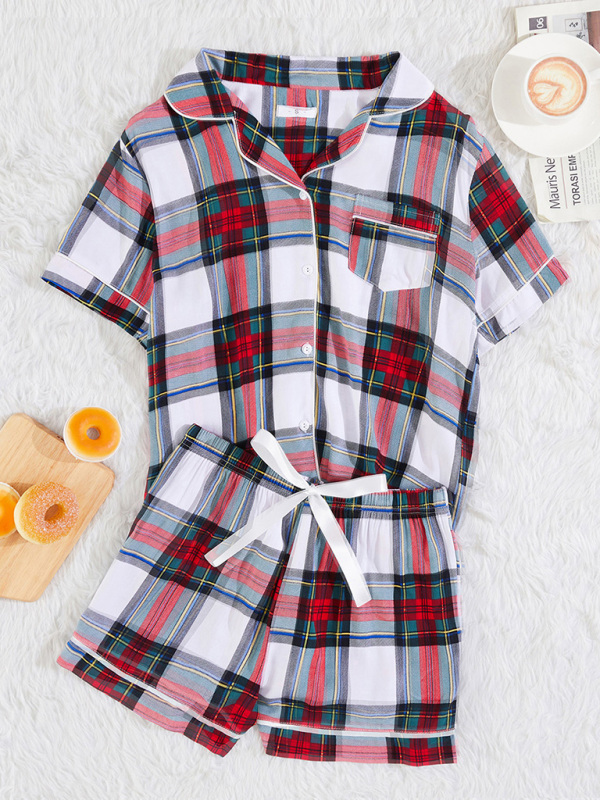 Plaid Knit Pajama Set