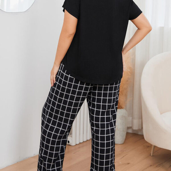 V-Neck Plaid Pajama Set