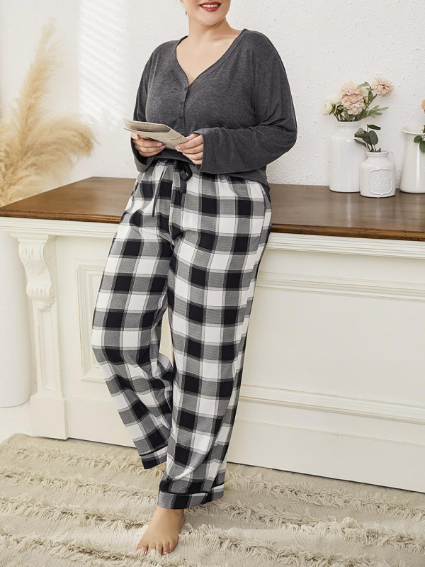Plaid Trousers Pajamas Set