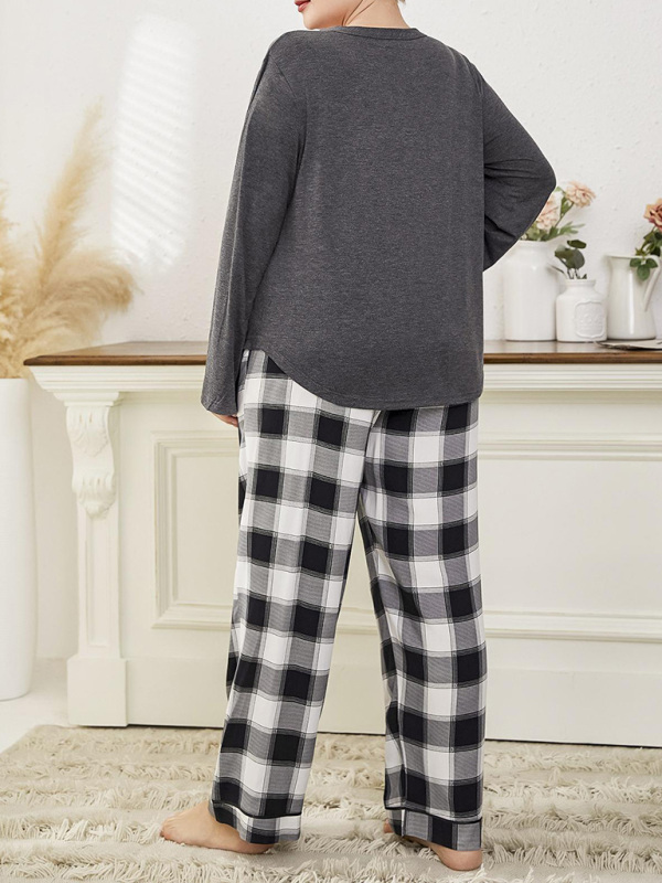Plaid Trousers Pajamas Set