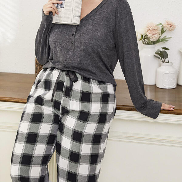 Plaid Trousers Pajamas Set