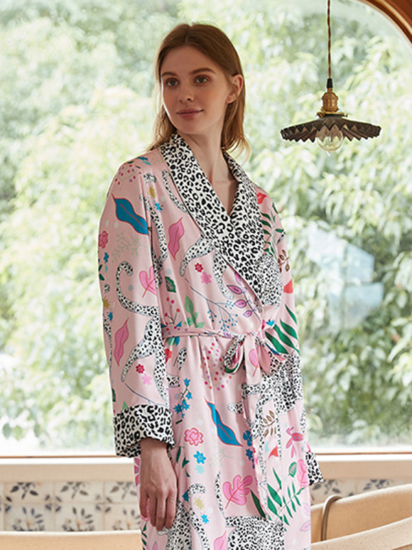 Animal Lace-Up Bathrobe Loungewear