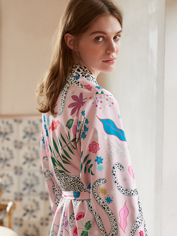 Animal Lace-Up Bathrobe Loungewear
