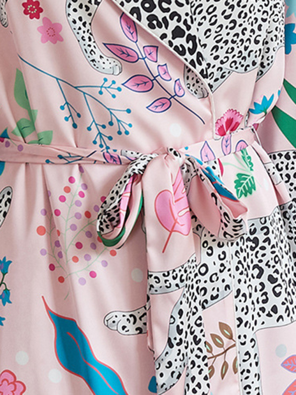 Animal Lace-Up Bathrobe Loungewear