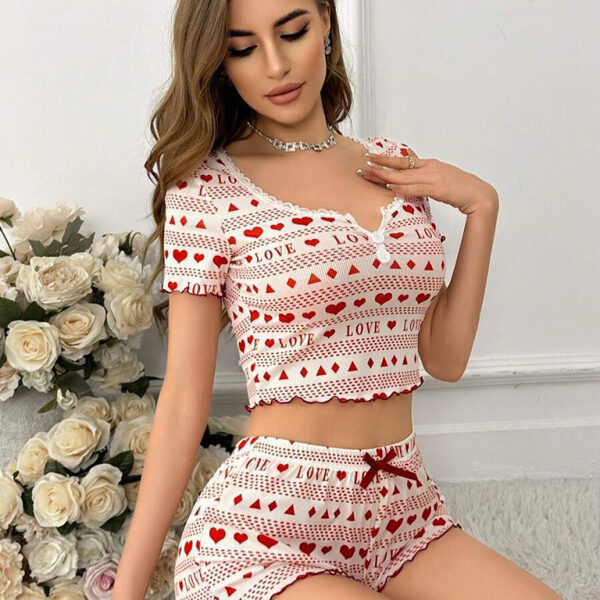 Knitted Short-Sleeved Pajamas Set