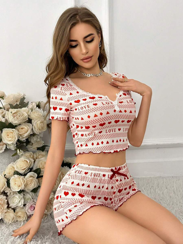 Knitted Short-Sleeved Pajamas Set