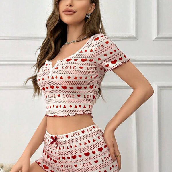 Knitted Short-Sleeved Pajamas Set